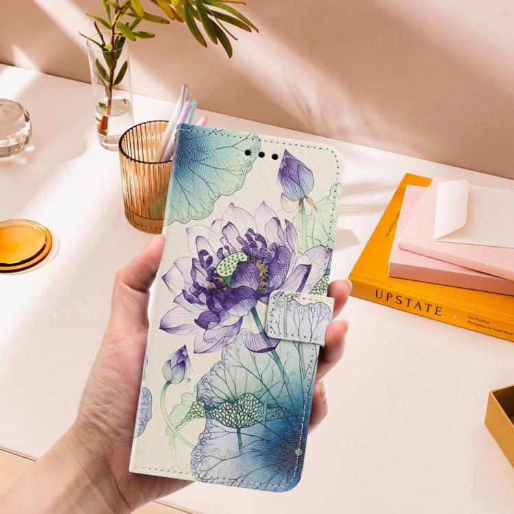 For Xiaomi 17 Pro Painted Pattern Vegan Leather Phone Case with Strap(Purple Lotus) - Image 6