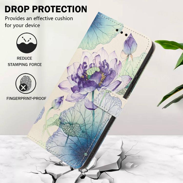 For Xiaomi 17 Pro Painted Pattern Vegan Leather Phone Case with Strap(Purple Lotus) - Image 9