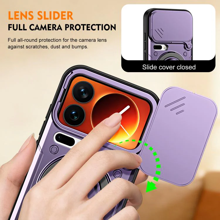 For Xiaomi 17 Pro Ring Holder Lens Slide Cover Phone Case(Orange) - Image 5