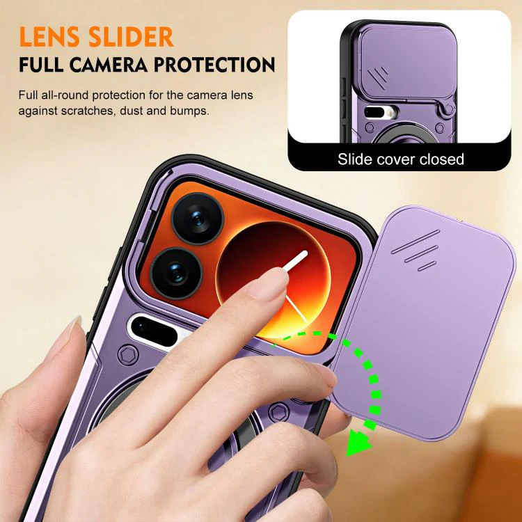 For Xiaomi 17 Pro Ring Holder Lens Slide Cover Phone Case(Purple) - Image 5