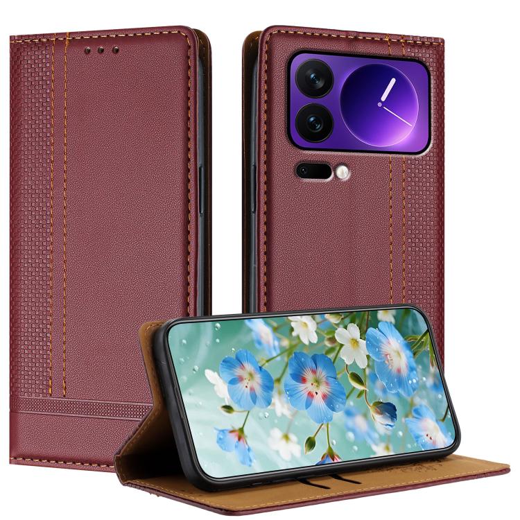 For Xiaomi 17 Pro Stitching Design Scratch-Resistant Vegan Leather Phone Case(Wine Red)