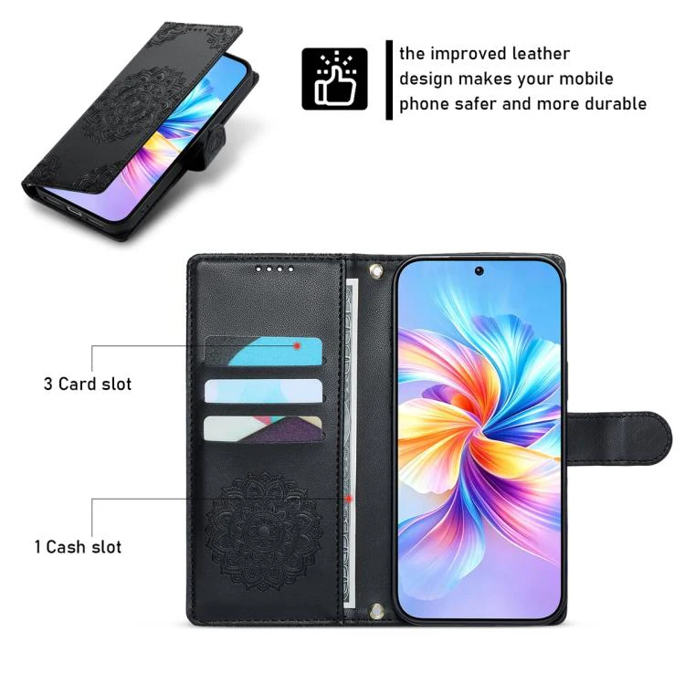 For Xiaomi 17 Pro Totem Embossed Magnetic Closure Vegan Leather Phone Case with Strap(Black) - Image 3