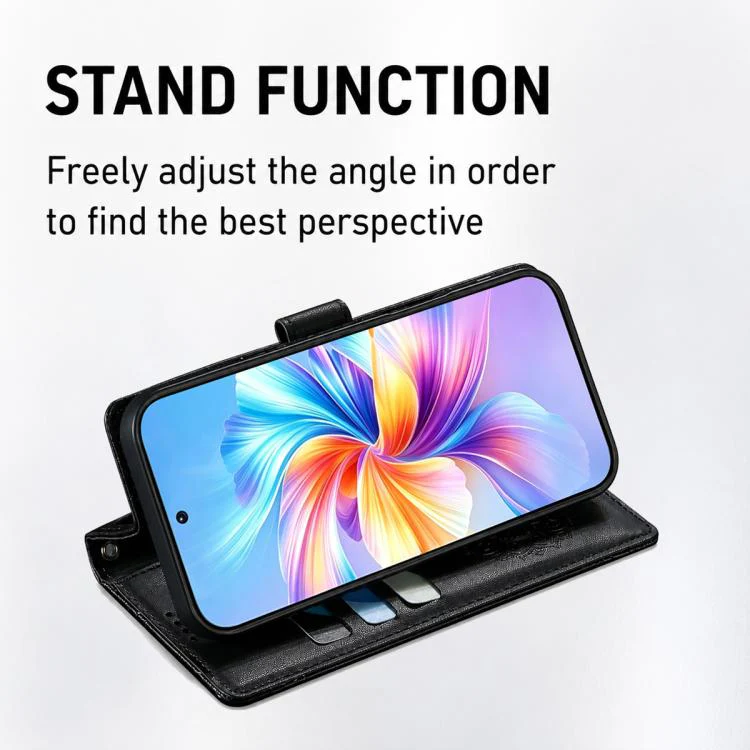 For Xiaomi 17 Pro Totem Embossed Magnetic Closure Vegan Leather Phone Case with Strap(Black) - Image 4