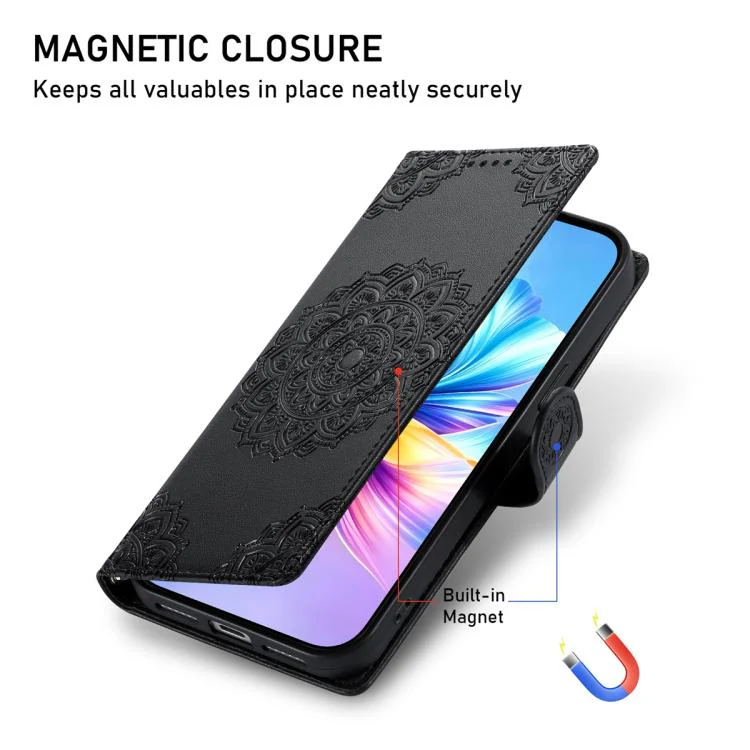 For Xiaomi 17 Pro Totem Embossed Magnetic Closure Vegan Leather Phone Case with Strap(Black) - Image 5