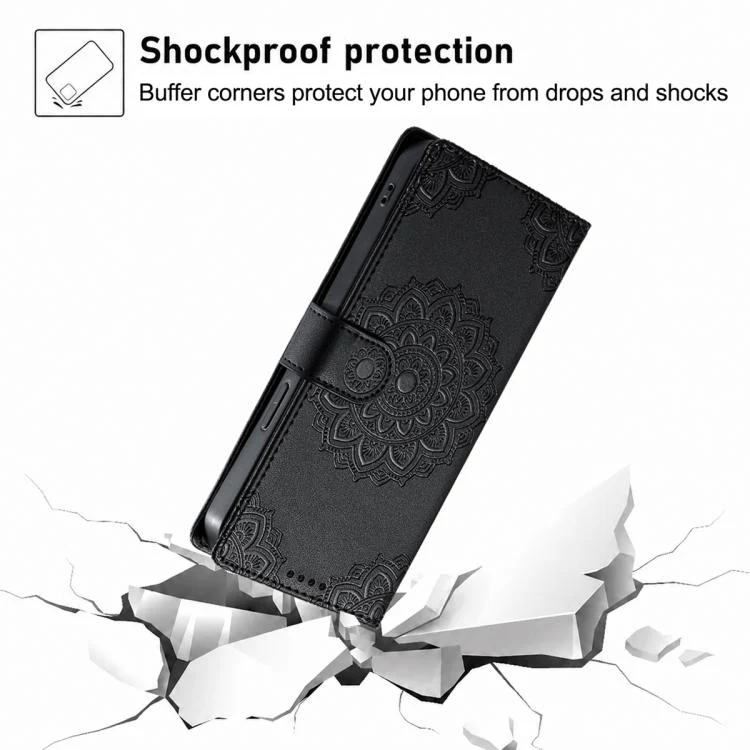 For Xiaomi 17 Pro Totem Embossed Magnetic Closure Vegan Leather Phone Case with Strap(Black) - Image 6