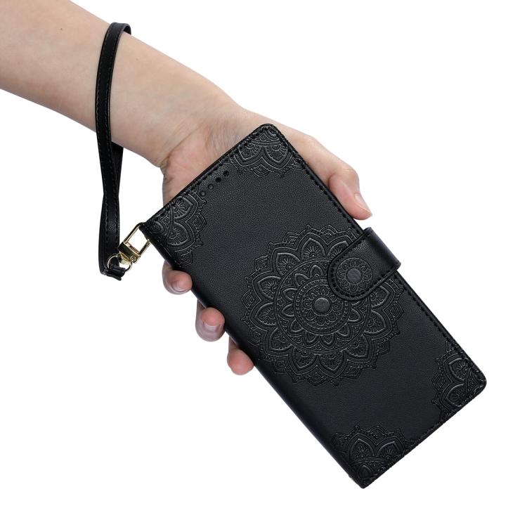 For Xiaomi 17 Pro Totem Embossed Magnetic Closure Vegan Leather Phone Case with Strap(Black) - Image 7
