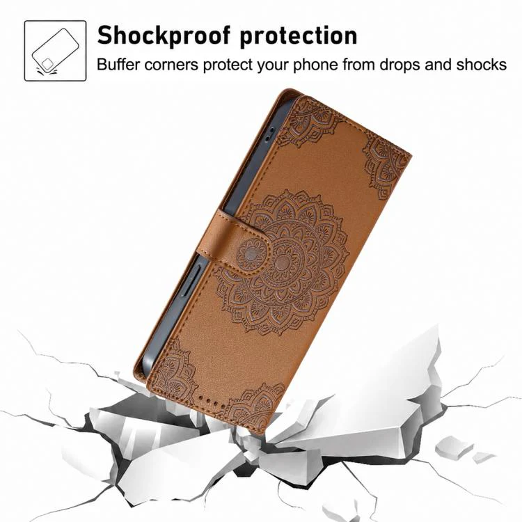 For Xiaomi 17 Pro Totem Embossed Magnetic Closure Vegan Leather Phone Case with Strap(Brown) - Image 6