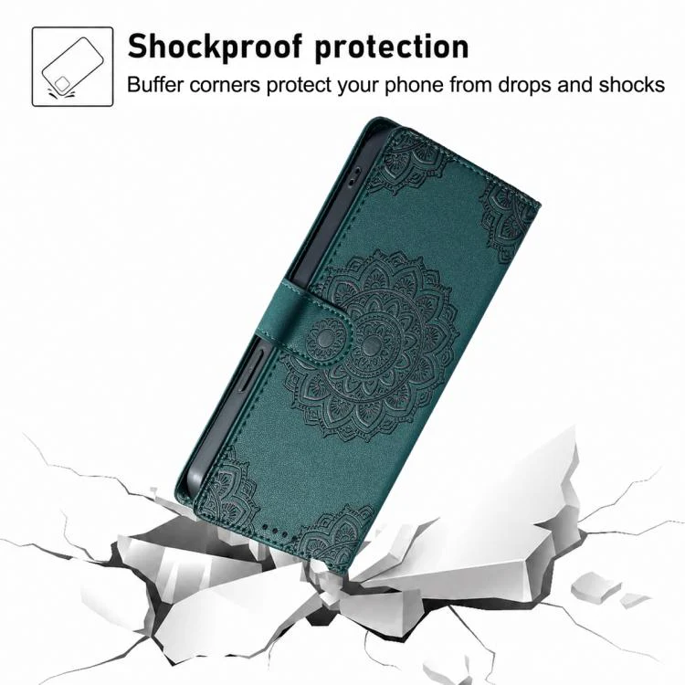 For Xiaomi 17 Pro Totem Embossed Magnetic Closure Vegan Leather Phone Case with Strap(Deep Green) - Image 6