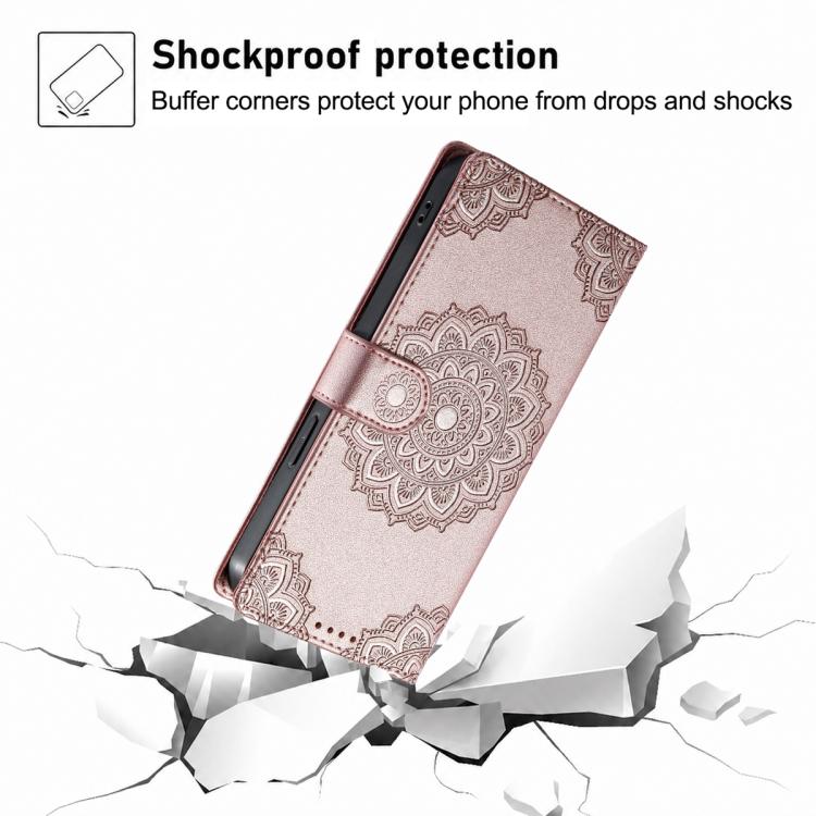 For Xiaomi 17 Pro Totem Embossed Magnetic Closure Vegan Leather Phone Case with Strap(Pink) - Image 6