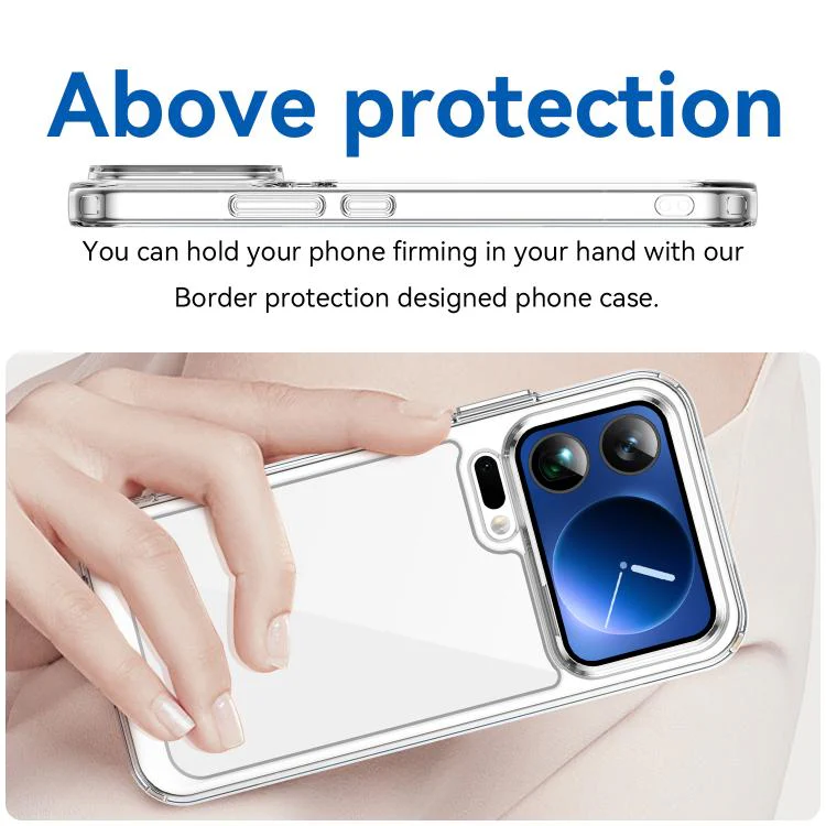 For Xiaomi 17 Pro WANLONFENG Electroplated Buttons TPU Acrylic Phone Case with Screen Protector(Transparent) - Image 4