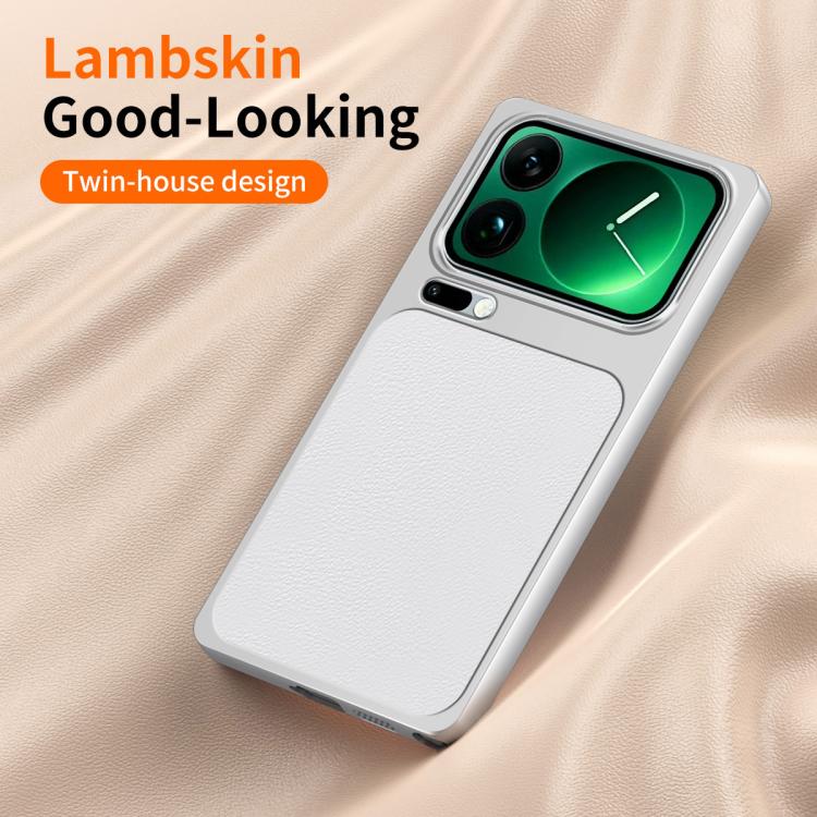 For Xiaomi 17 Pro WANLONFENG Lambskin Texture PC TPU Phone Case with 2pcs Screen Films(White) - Image 3