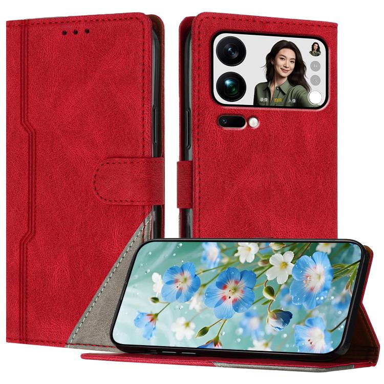 For Xiaomi 17 ProMax Color Matching Buckle Clasp Vegan Leather Phone Case(Red)