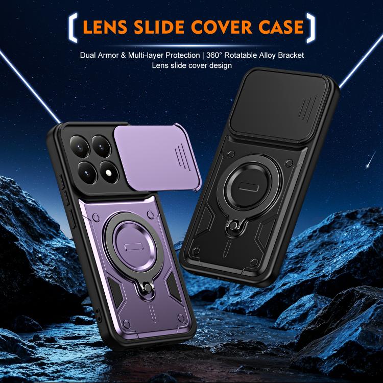 For Xiaomi 17 Ring Holder Lens Slide Cover Phone Case(Blue) - Image 2