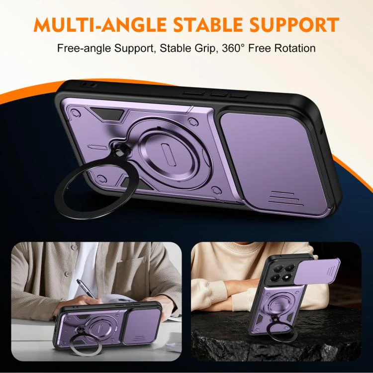For Xiaomi 17 Ring Holder Lens Slide Cover Phone Case(Orange) - Image 4