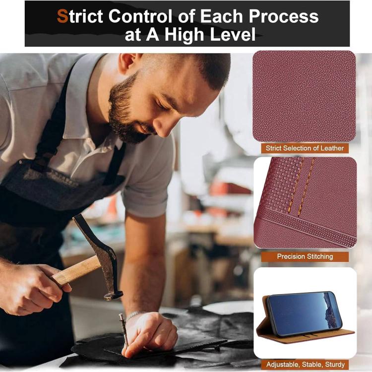 For Xiaomi 17 Stitching Design Scratch-Resistant Vegan Leather Phone Case(Wine Red) - Image 5