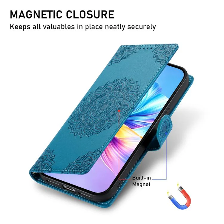 For Xiaomi 17 Totem Embossed Magnetic Closure Vegan Leather Phone Case with Strap(Blue) - Image 5