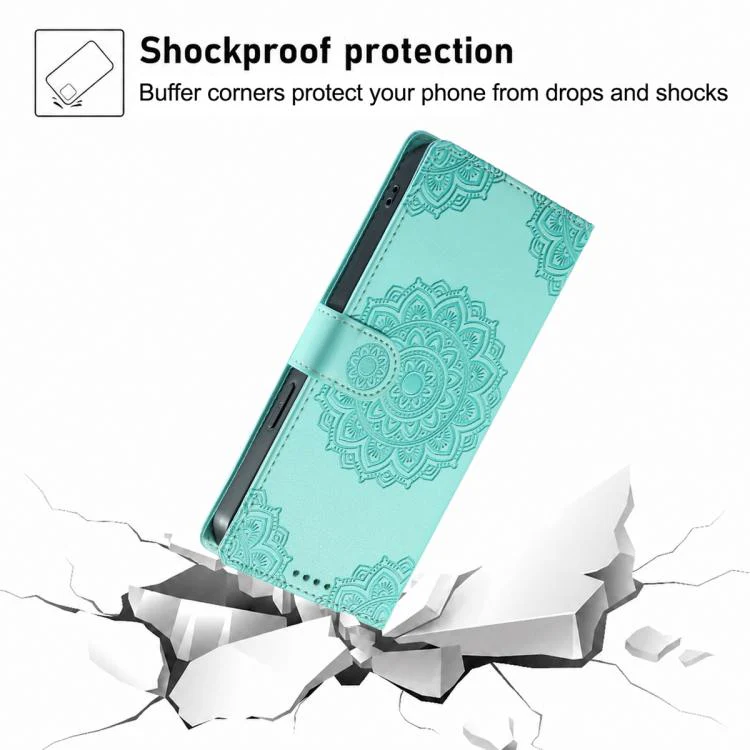 For Xiaomi 17 Totem Embossed Magnetic Closure Vegan Leather Phone Case with Strap(Light Green) - Image 6