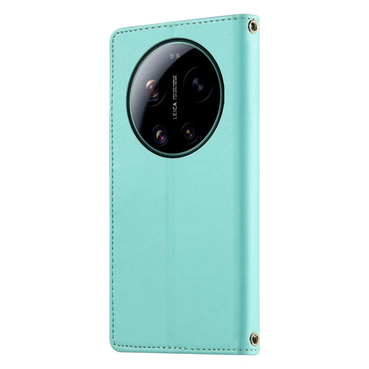 For Xiaomi 17 Ultra Cute Cats Magnetic Closure Vegan Leather Phone Case with Strap(Green) - Image 3