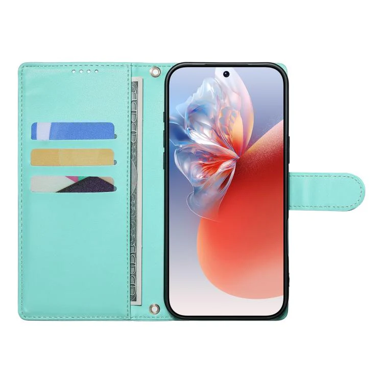 For Xiaomi 17 Ultra Cute Cats Magnetic Closure Vegan Leather Phone Case with Strap(Green) - Image 5