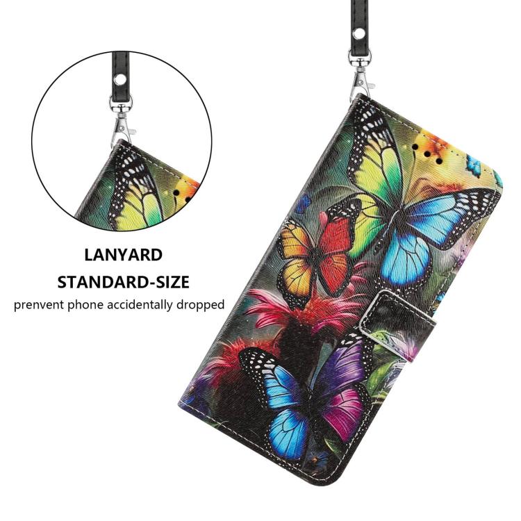 For Xiaomi 17 Ultra Painted Pattern Vegan Leather Phone Case with Strap(Colorful Butterfly) - Image 3