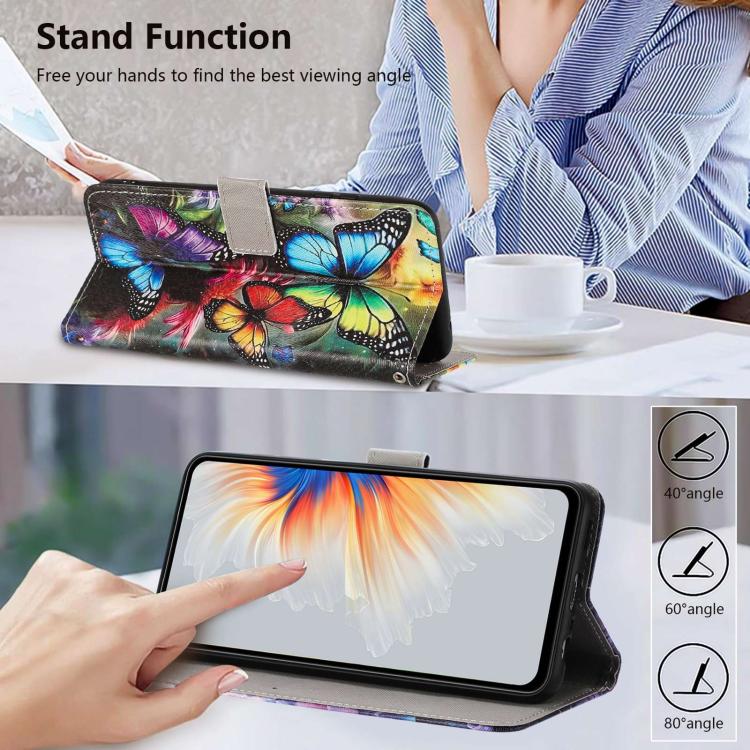 For Xiaomi 17 Ultra Painted Pattern Vegan Leather Phone Case with Strap(Colorful Butterfly) - Image 7