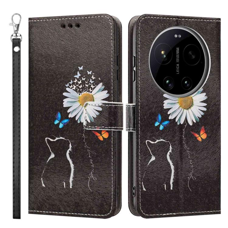 For Xiaomi 17 Ultra Painted Pattern Vegan Leather Phone Case with Strap(Daisy Cat) - Image 2