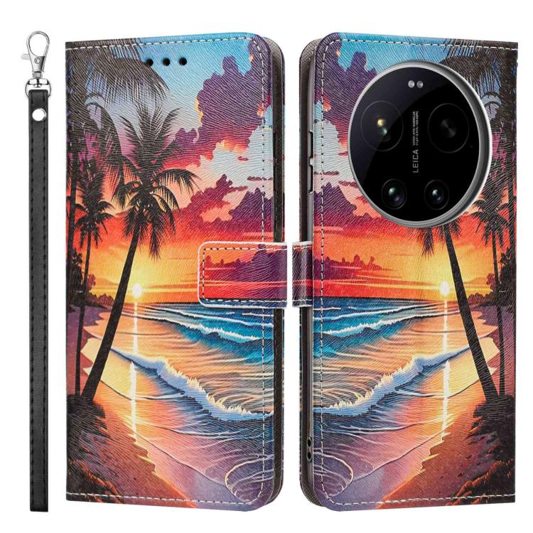 For Xiaomi 17 Ultra Painted Pattern Vegan Leather Phone Case with Strap(Hawaii) - Image 2