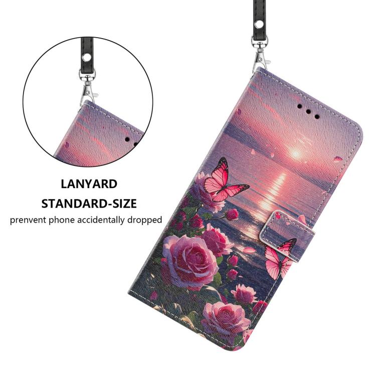 For Xiaomi 17 Ultra Painted Pattern Vegan Leather Phone Case with Strap(Rose Butterfly) - Image 3