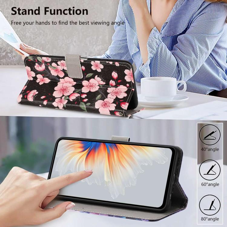 For Xiaomi 17 Ultra Painted Pattern Vegan Leather Phone Case with Strap(Sakura) - Image 7