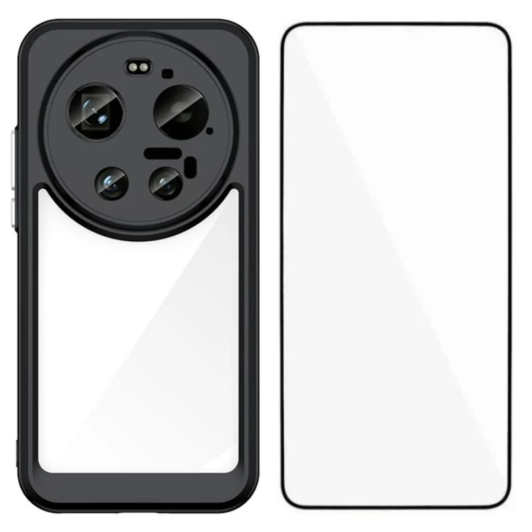 For Xiaomi 17 Ultra WANLONFENG Electroplated Buttons TPU Acrylic Phone Case with Screen Protector(Black)