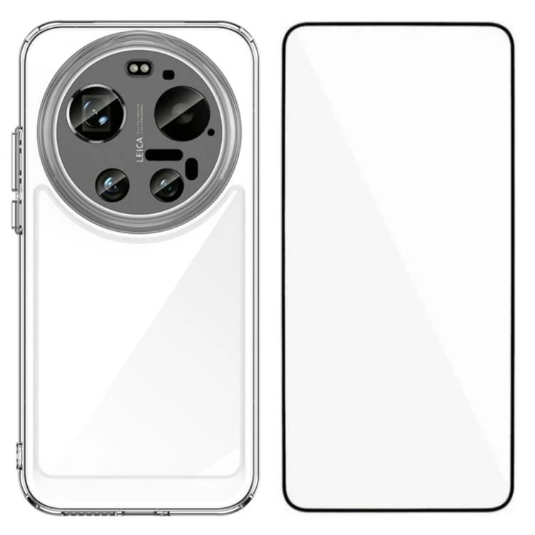 For Xiaomi 17 Ultra WANLONFENG Electroplated Buttons TPU Acrylic Phone Case with Screen Protector(Transparent)