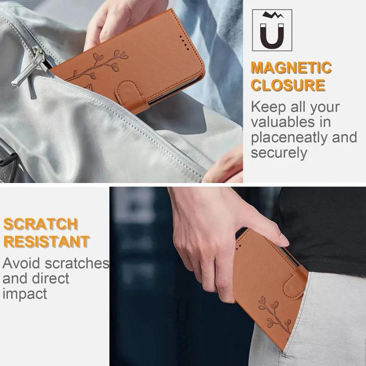 For Xiaomi 17 Ultra YX0014 Cat Watering Tree Buckle Vegan Leather Phone Case with Lanyard(Coffee Brown) - Image 6