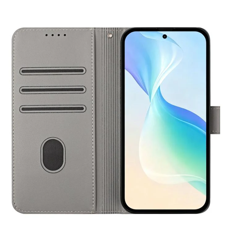 For Xiaomi 17 Ultra YX0014 Cat Watering Tree Buckle Vegan Leather Phone Case with Lanyard(Grey) - Image 3