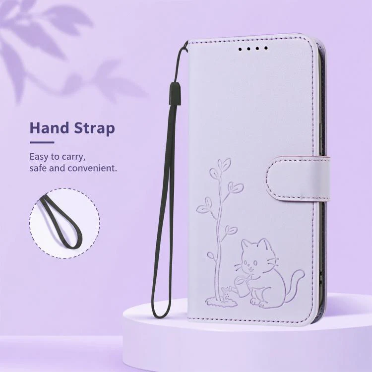 For Xiaomi 17 Ultra YX0014 Cat Watering Tree Buckle Vegan Leather Phone Case with Lanyard(Light Purple) - Image 8