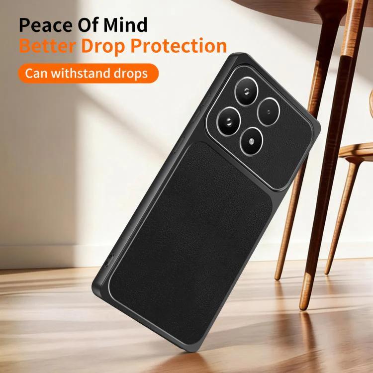 For Xiaomi 17 WANLONFENG Lambskin Texture PC TPU Phone Case with 2pcs Screen Films(Black) - Image 6