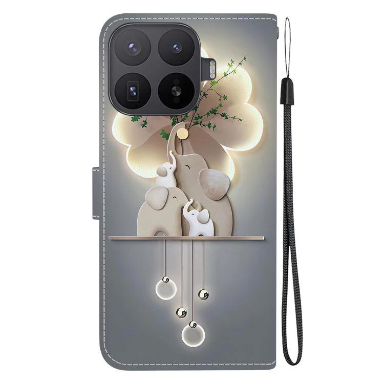 For Xiaomi 17T 5G Crystal Texture Colored Drawing Leather Phone Case(Elephants) - Image 3