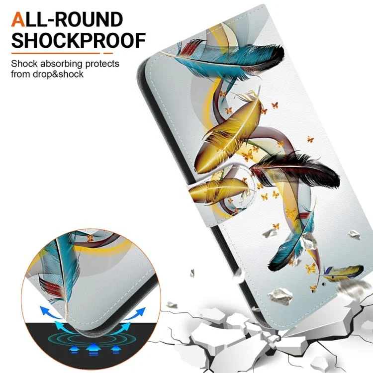 For Xiaomi 17T 5G Crystal Texture Colored Drawing Leather Phone Case(Gold Butterfly Feathers) - Image 5