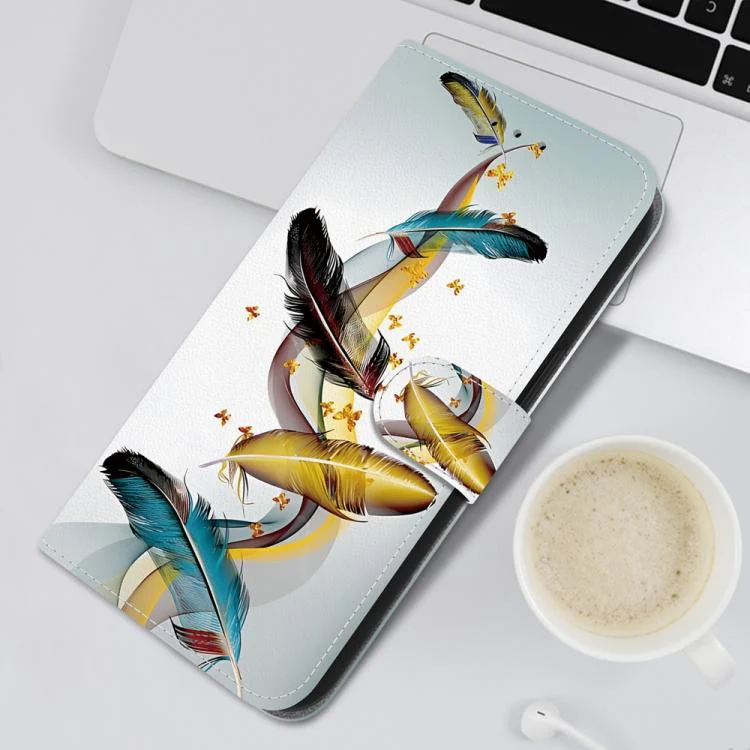 For Xiaomi 17T 5G Crystal Texture Colored Drawing Leather Phone Case(Gold Butterfly Feathers) - Image 7