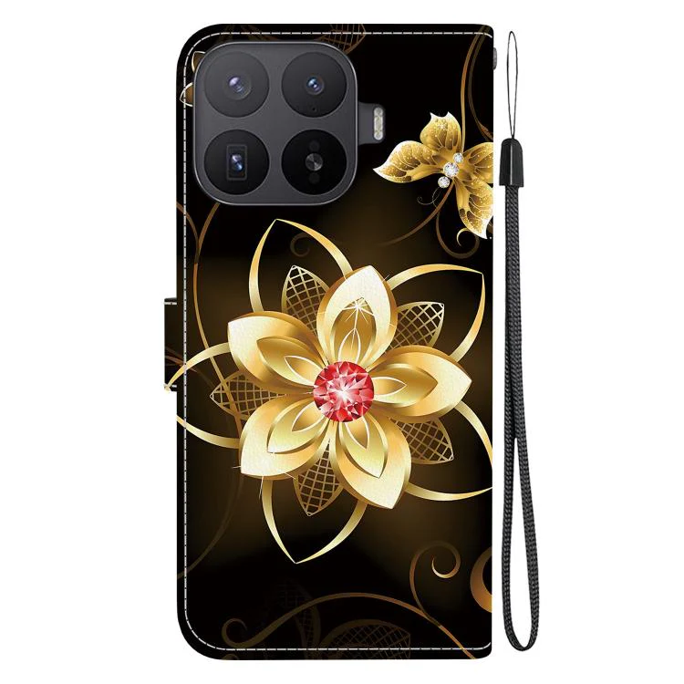 For Xiaomi 17T 5G Crystal Texture Colored Drawing Leather Phone Case(Gold Flower) - Image 3