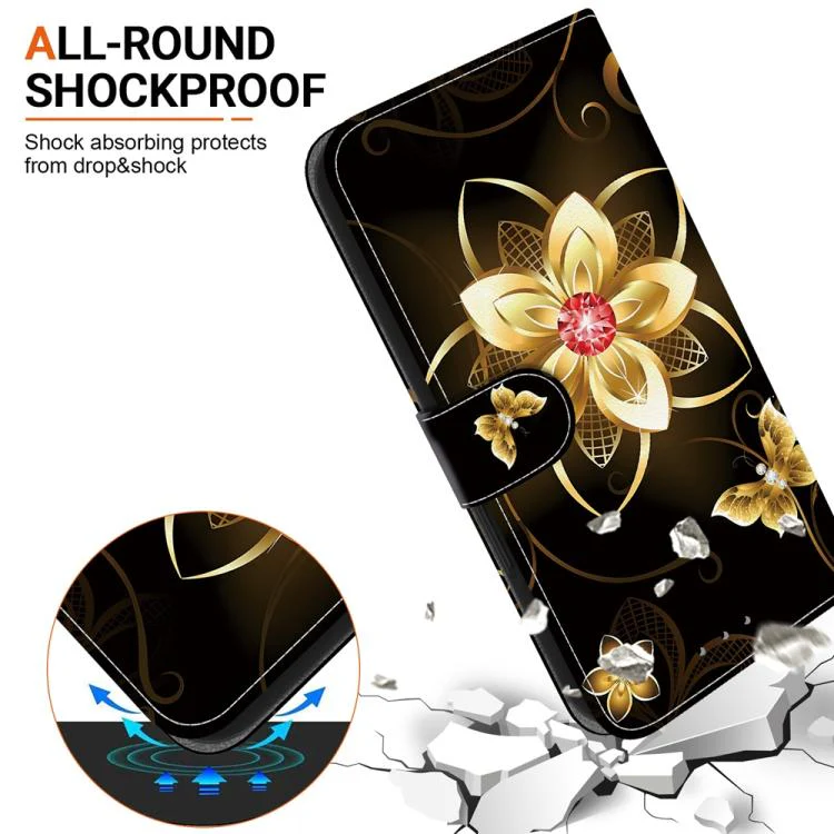 For Xiaomi 17T 5G Crystal Texture Colored Drawing Leather Phone Case(Gold Flower) - Image 5