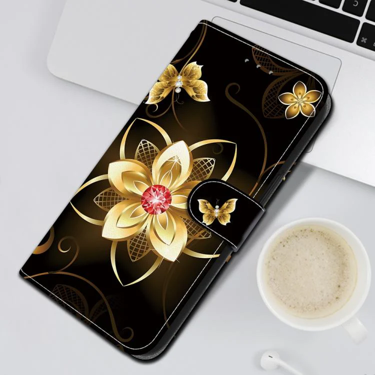 For Xiaomi 17T 5G Crystal Texture Colored Drawing Leather Phone Case(Gold Flower) - Image 7