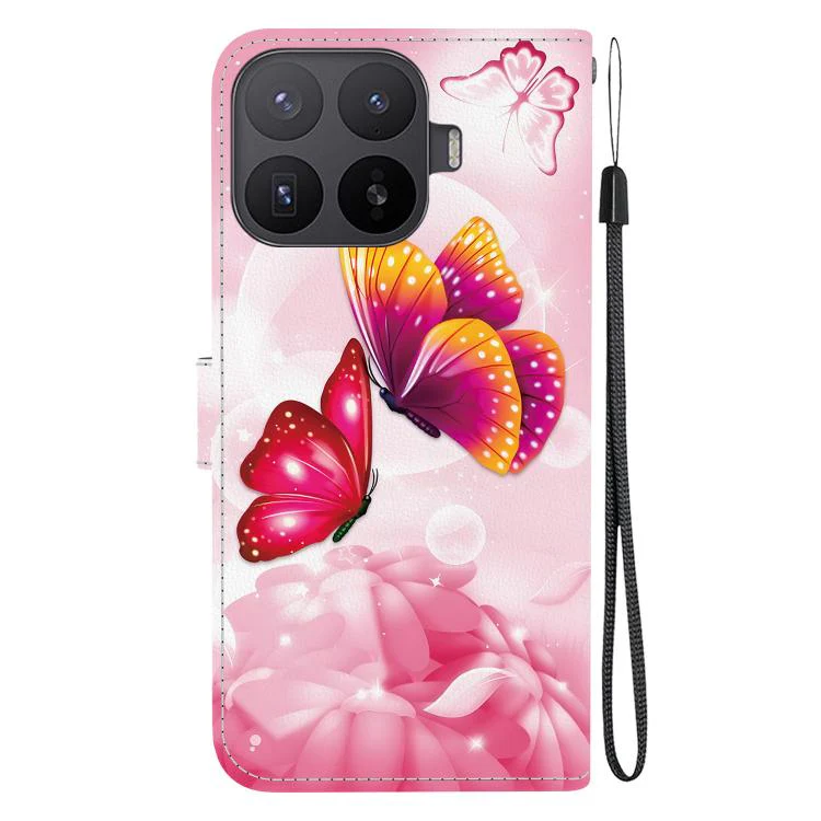 For Xiaomi 17T 5G Crystal Texture Colored Drawing Leather Phone Case(Pink Butterflies) - Image 3