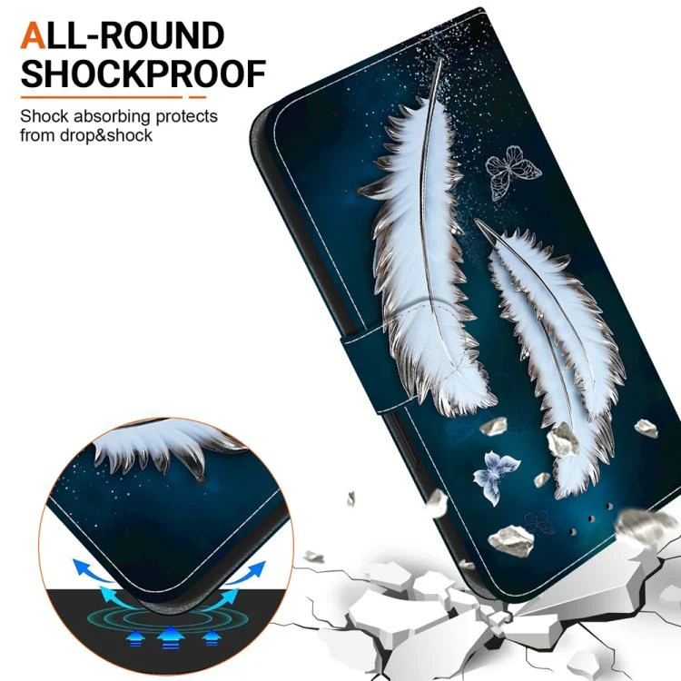 For Xiaomi 17T 5G Crystal Texture Colored Drawing Leather Phone Case(White Butterfly Feathers) - Image 5