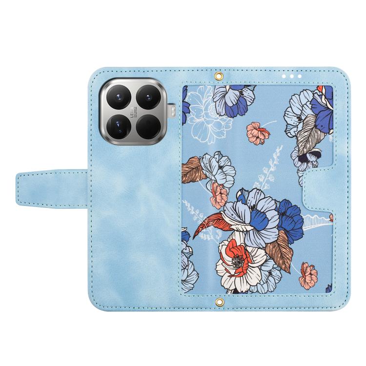 For Xiaomi 17T 5G Floral Pattern Leather Phone Case with Lanyard(Light Blue) - Image 3