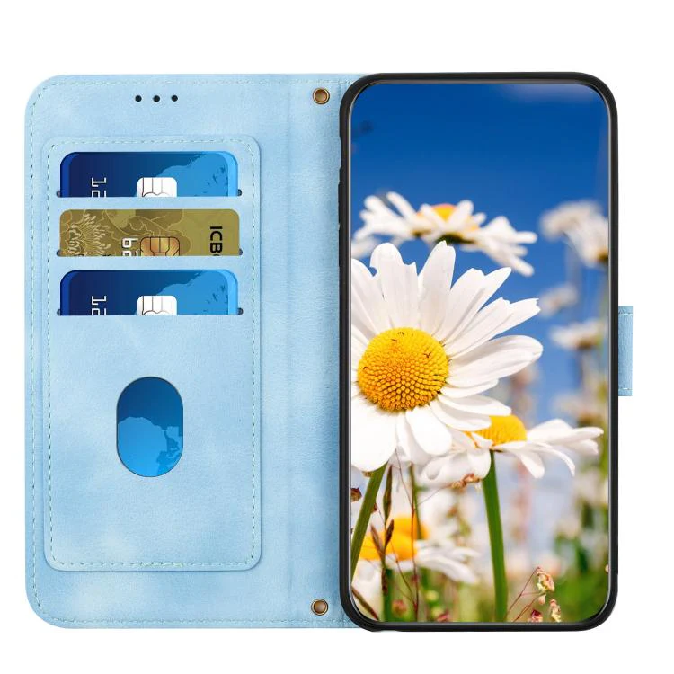 For Xiaomi 17T 5G Floral Pattern Leather Phone Case with Lanyard(Light Blue) - Image 5