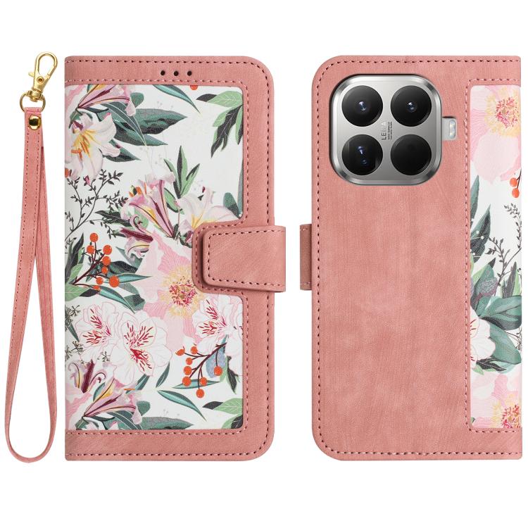 For Xiaomi 17T 5G Floral Pattern Leather Phone Case with Lanyard(Pink)