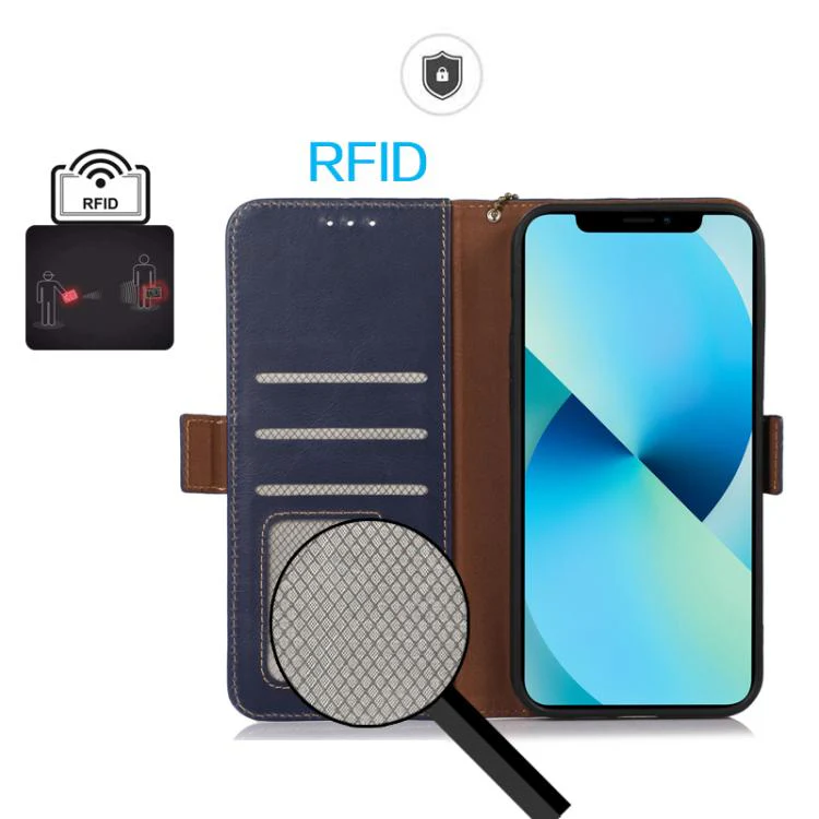 For Xiaomi 17T 5G Magnetic Crazy Horse Texture Genuine Leather RFID Phone Case(Blue) - Image 4