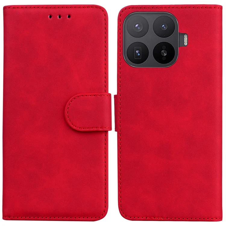 For Xiaomi 17T 5G Skin Feel Pure Color Flip Leather Phone Case(Red)