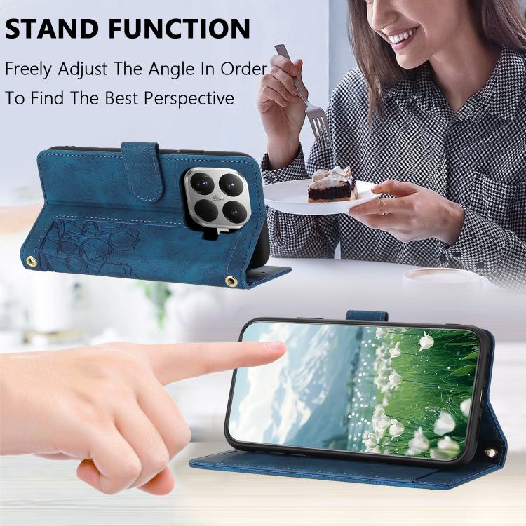 For Xiaomi 17T 5G Tulips Embossed Leather Phone Case with Lanyard(Blue) - Image 5