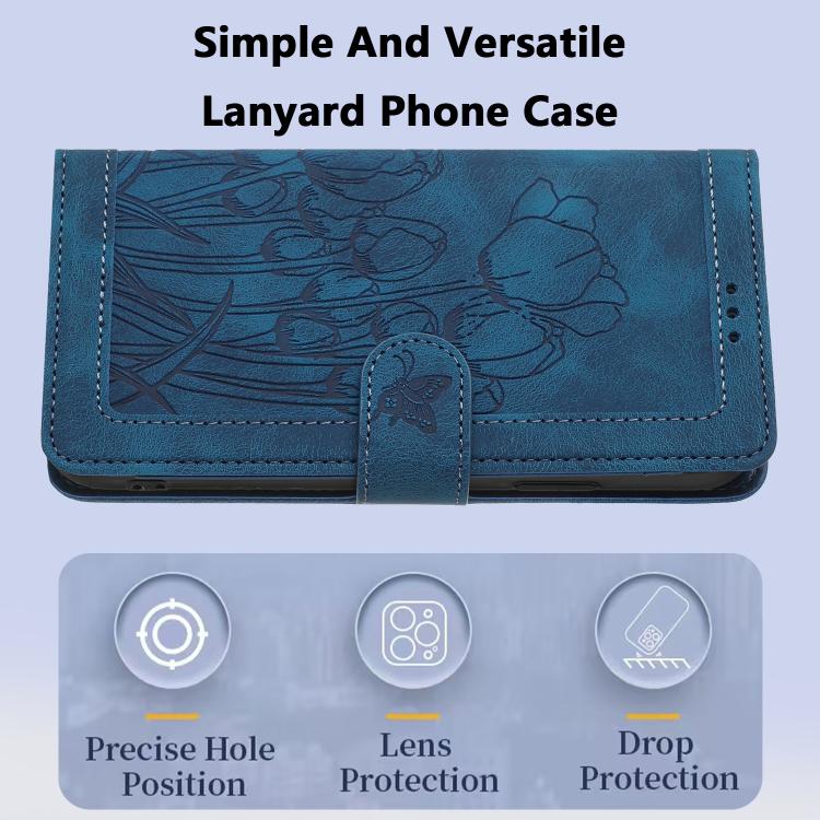 For Xiaomi 17T 5G Tulips Embossed Leather Phone Case with Lanyard(Blue) - Image 8